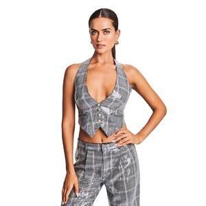 Retrofete - Haddy Sequin Vest - Grey Plaid (XS)